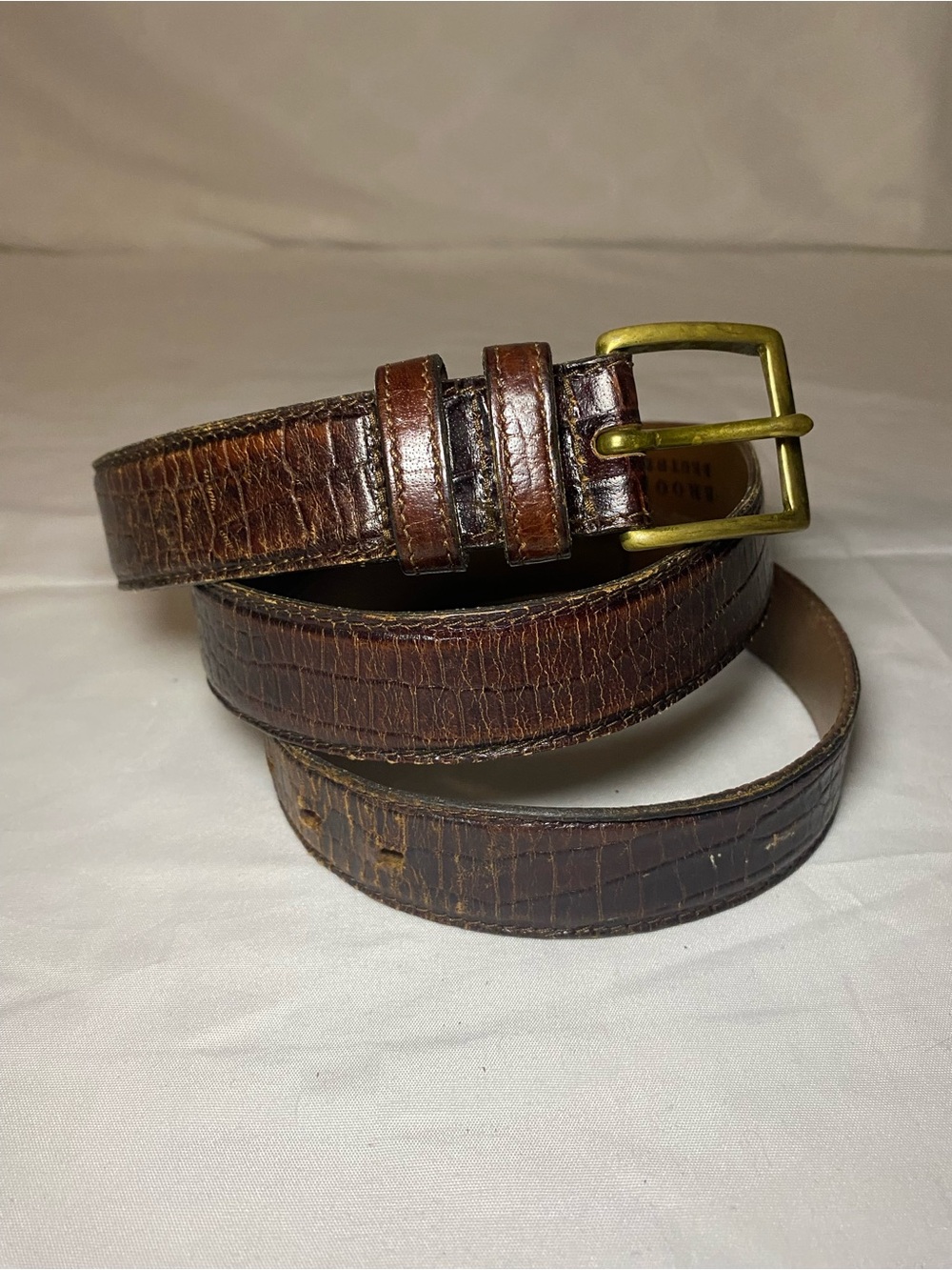 Brooks Brothers Dark Brown Leather Belt with Brass Buckle